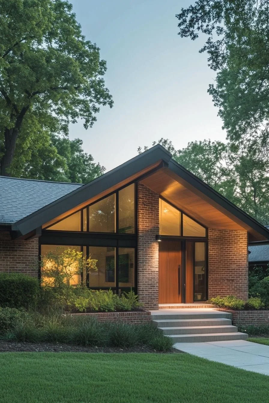 A Brick Ranch Glowing at Sunset