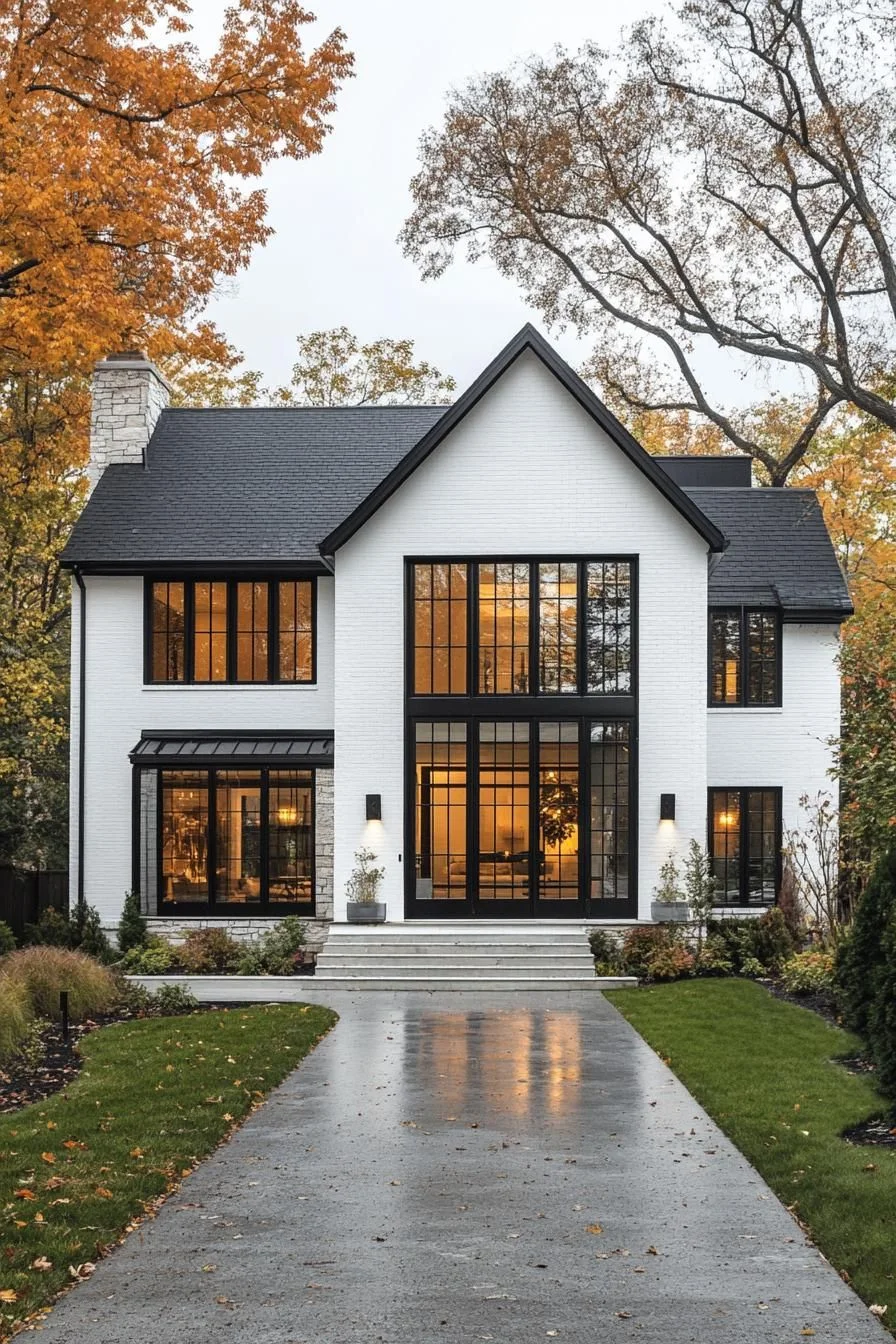 48) Bright White Home Lined in Ebony