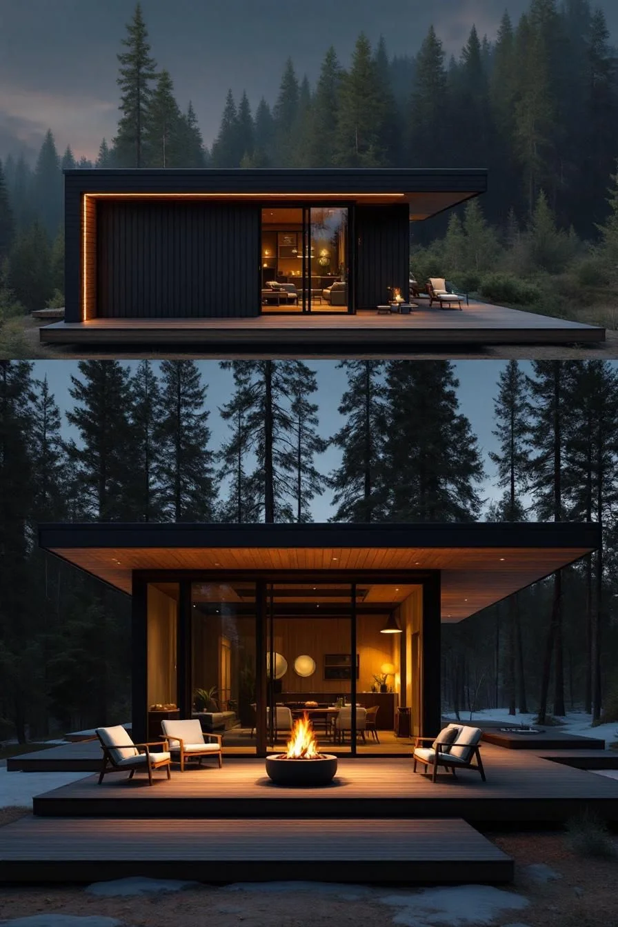 Boxy Cabin Retreat Among the Pines