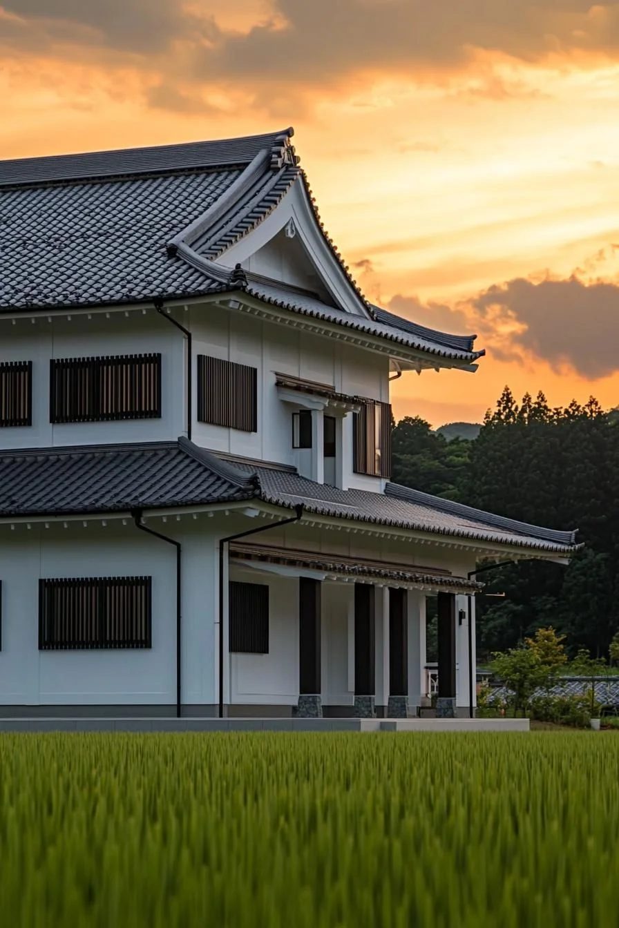 Peaceful Pagoda-Style Palace at Twilight