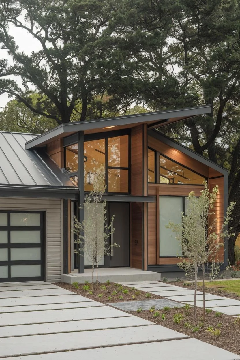 Glassy Garage House in the Woods