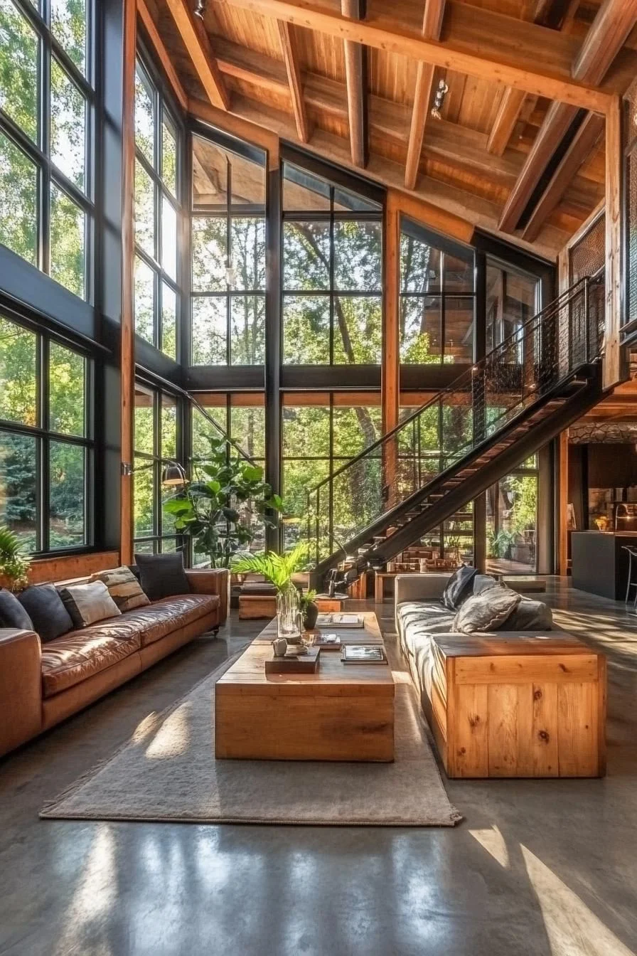 A Sunlit Loft Framed by Nature