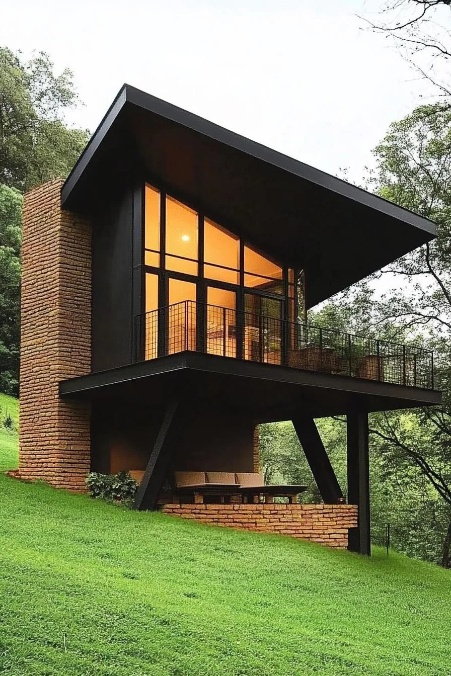 Cabin Clinging to a Steep Hillside