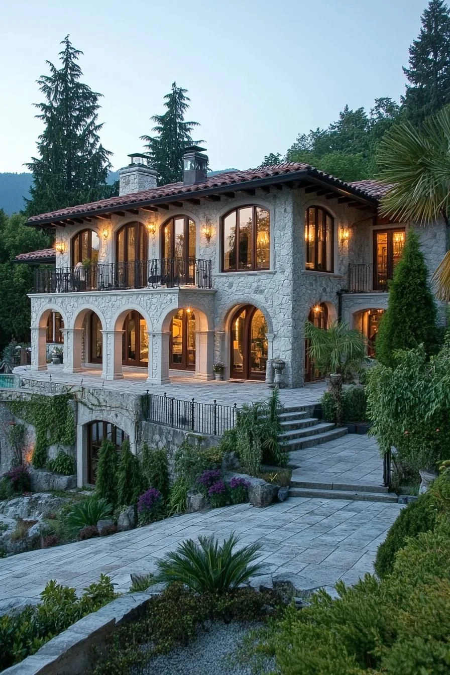 Tuscan Facade Built on Stone Arches