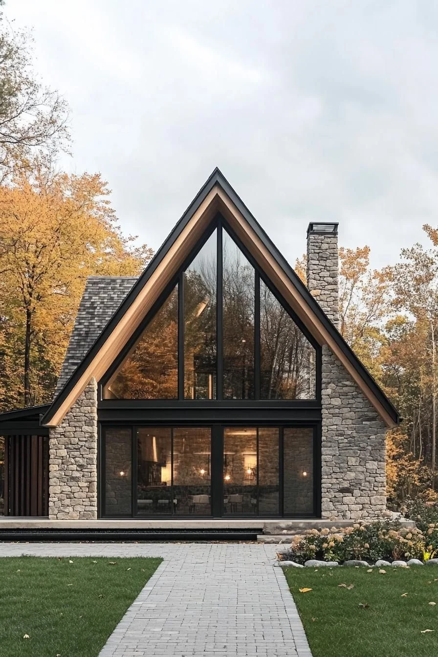 Timeless Stone Chalet with Glass Windows