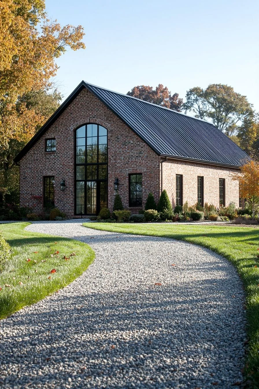 Brick Barn House With Glass Features