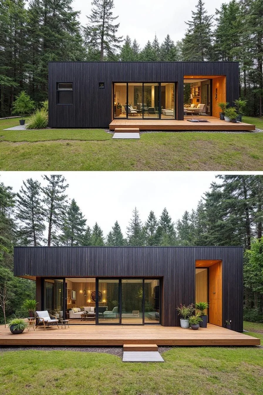 Boxy Minimalist Cabin in the Evergreens