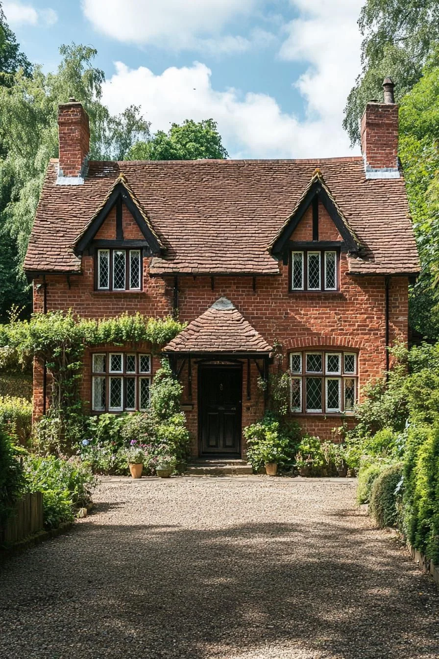 A Brick Home with Cheerful Chimneys