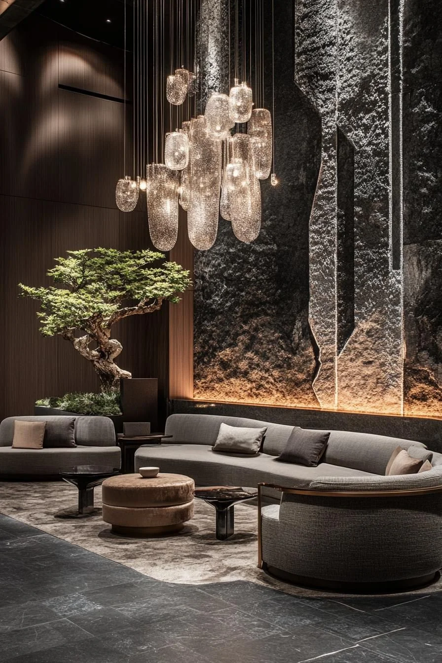 Sculpted Seating in a Leafy Glow