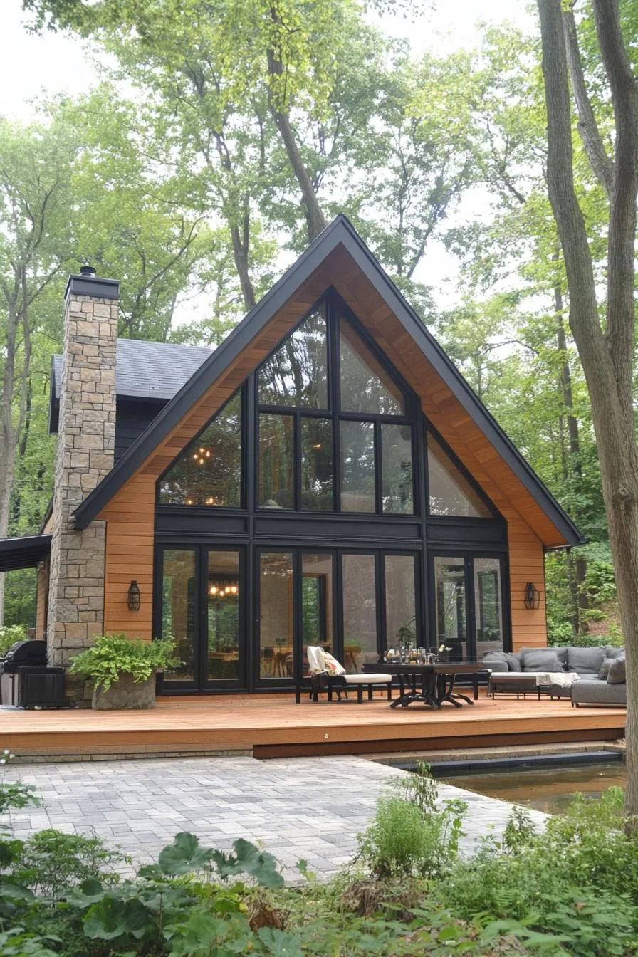 Glass-Fronted Gable House in the Forest