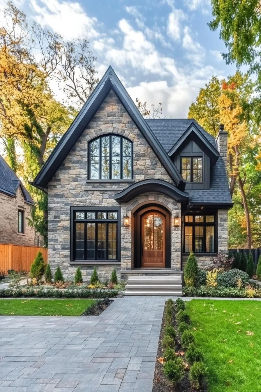Carved Stone Cottage in Fall Colors