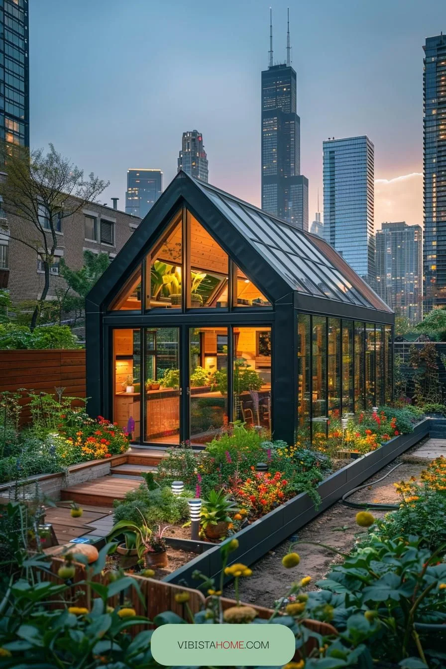 4. Tiny Rooftop Greenhouse Living