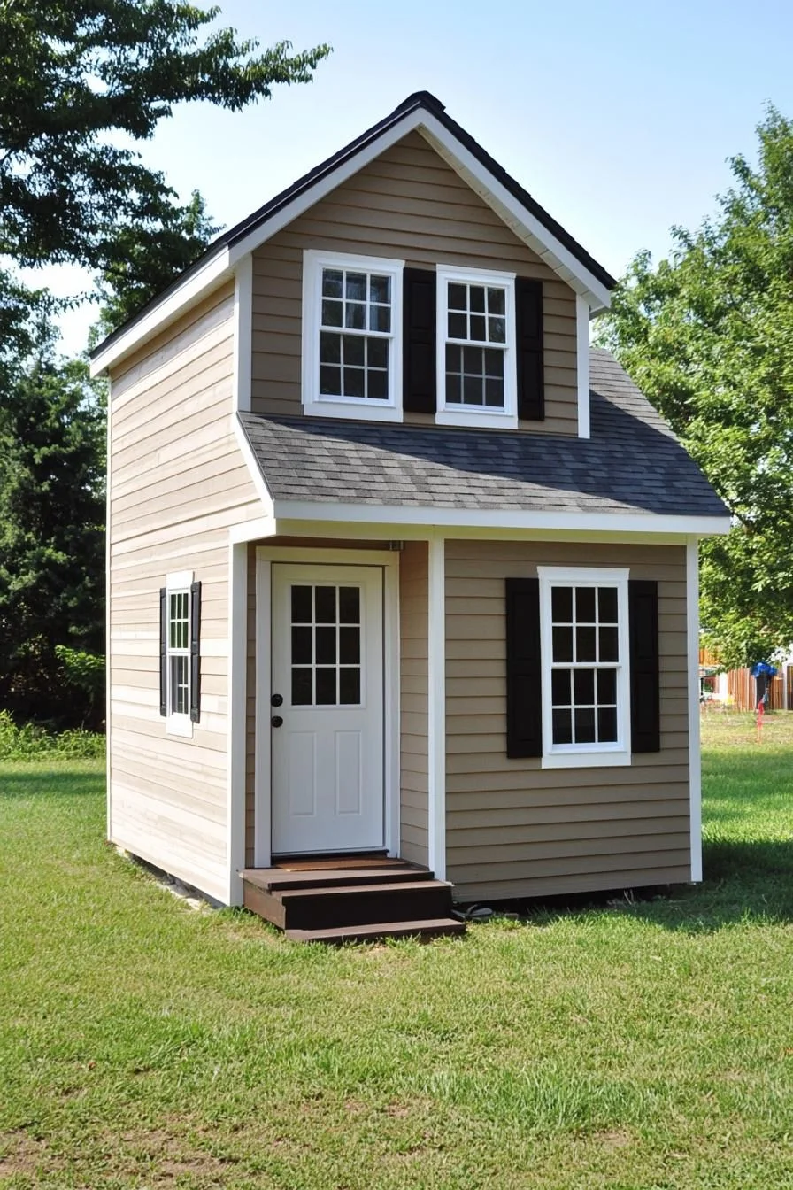 35) A Petite Brown Home with a Gabled Roof
