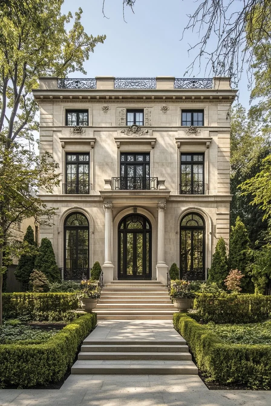 Arched Windows Framed by Lush Greenery