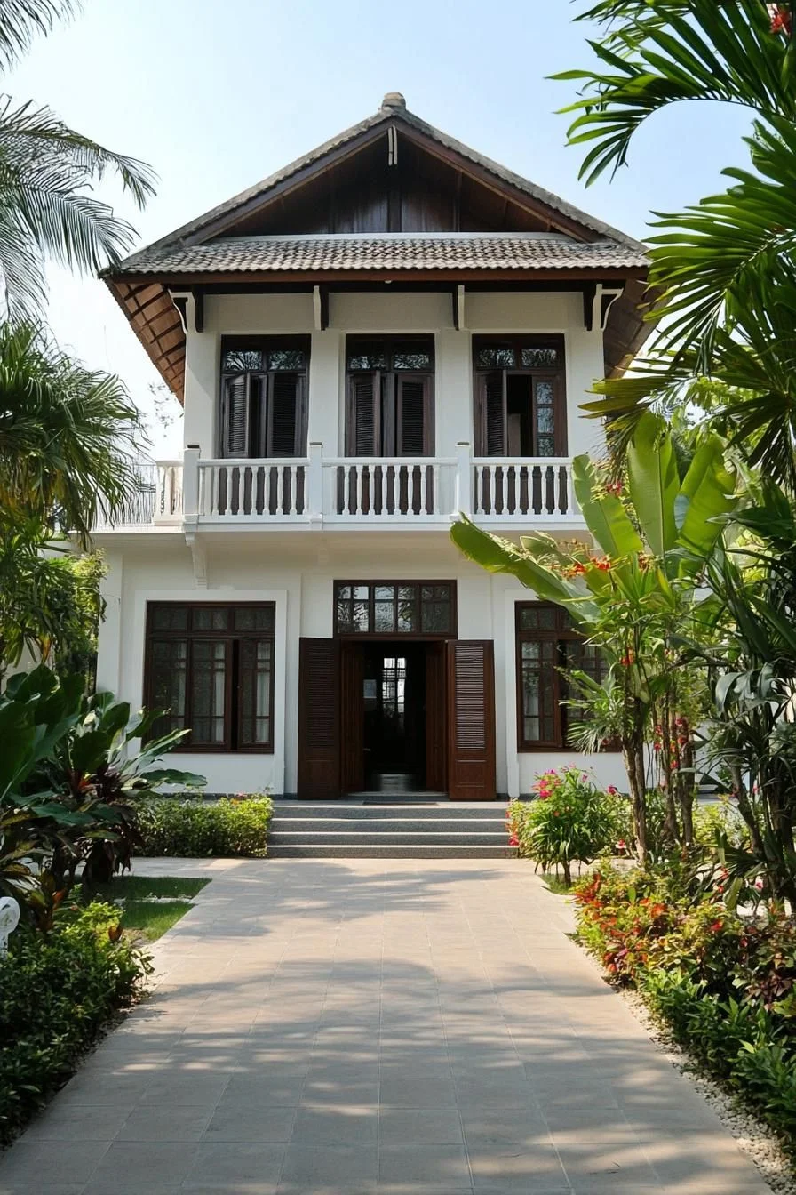 A Tropical Bungalow Surrounded by Plants