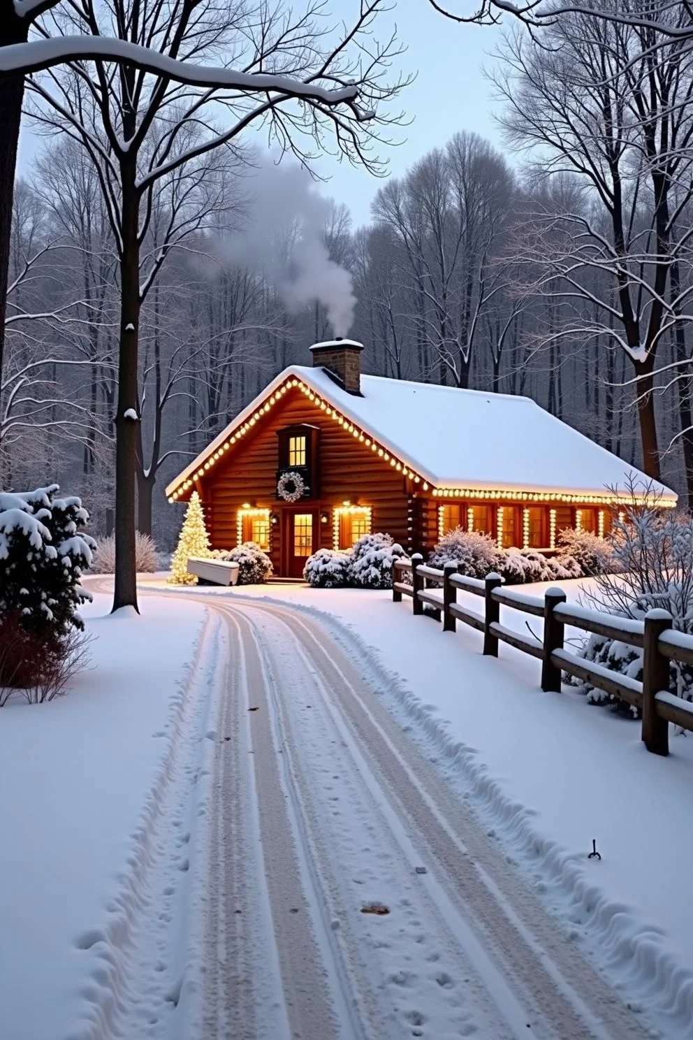 A Cabin Glowing Against the Snow