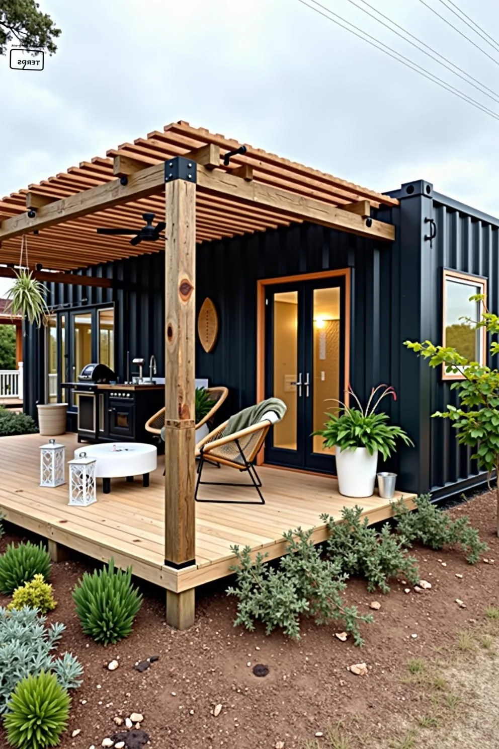 A Container Home With a Rolling Deck