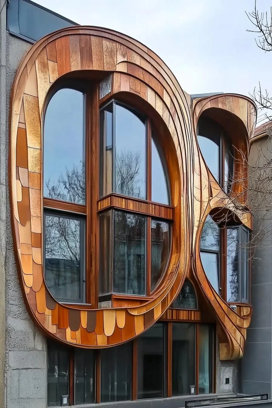 Whimsical Wood Whirl Facade
