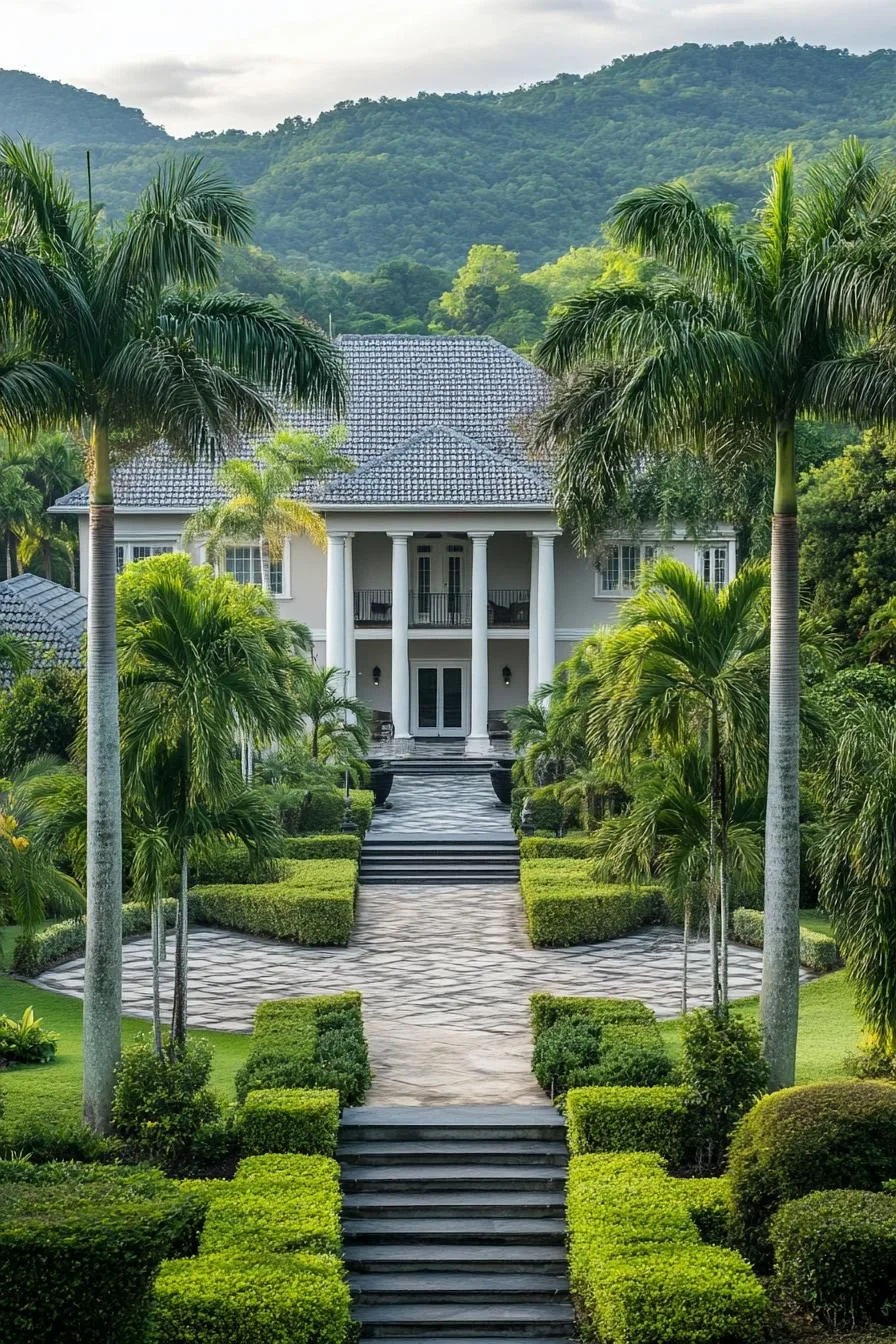 Grand Manor Set Among Green Hills