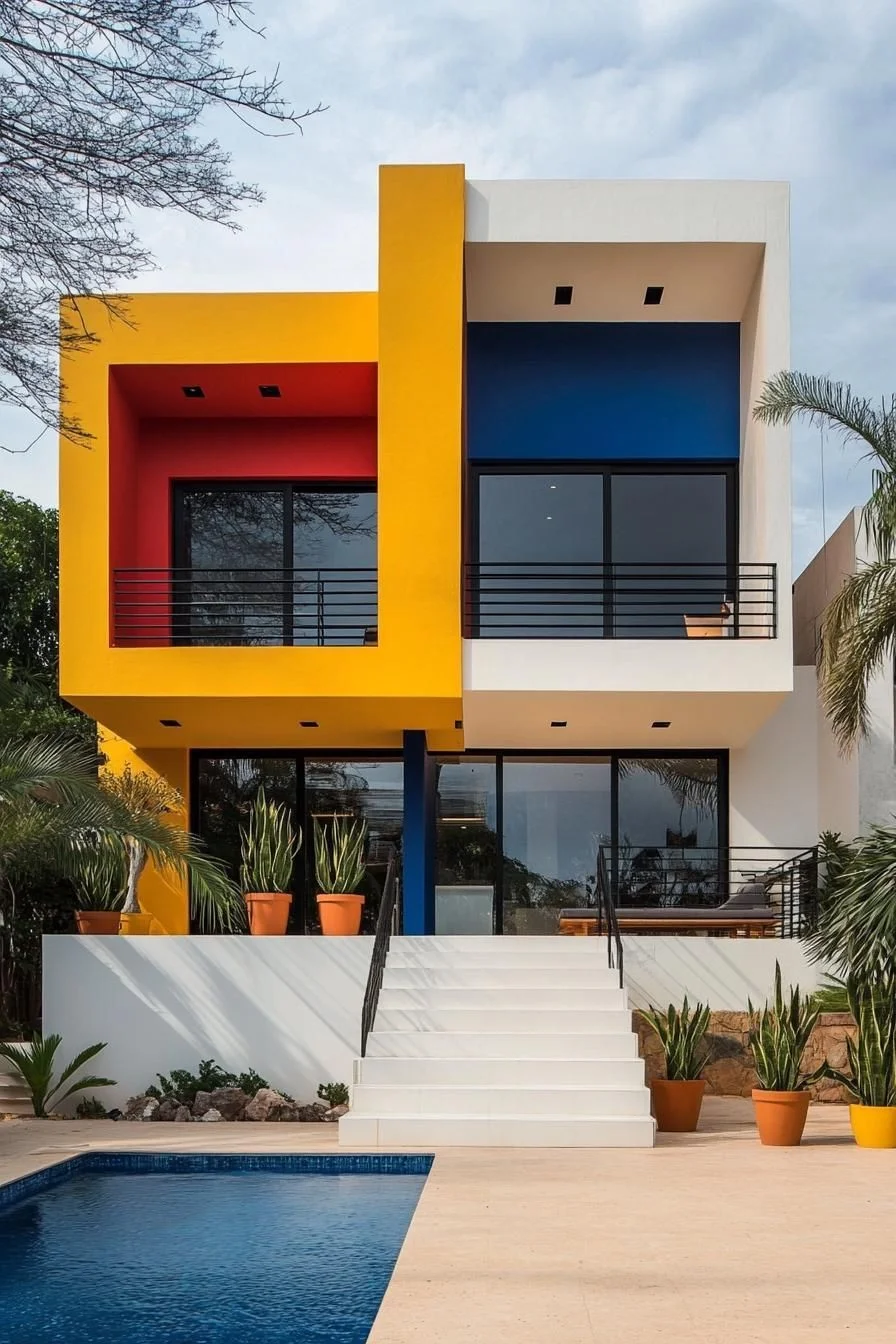Geometric Cube House With Bold Colors