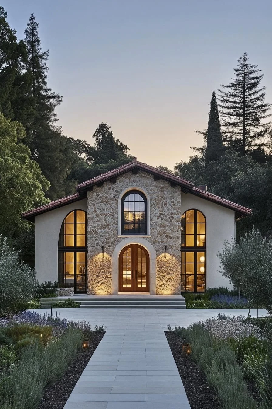 Tuscan Stone Facade with Archway Entrance