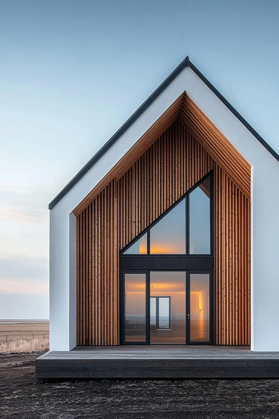 Rustic Retreat with Geometric Timber Facade