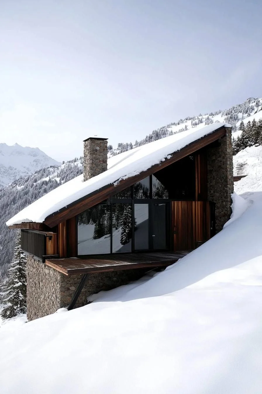 Elegant A-Frame Perch in the Snow