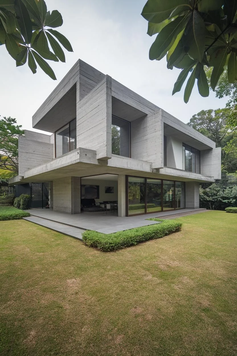A Concrete Retreat Framed by Nature