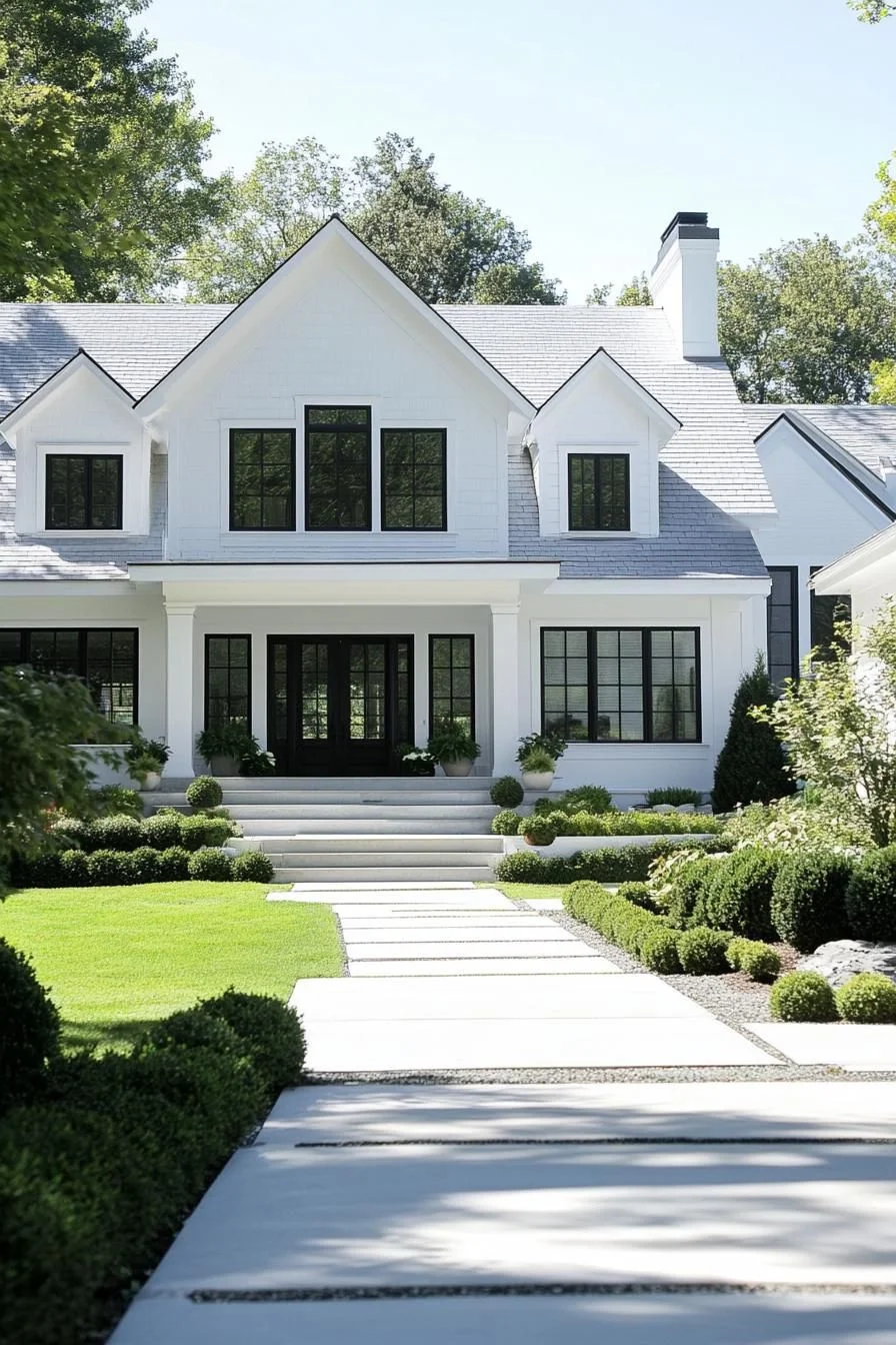 Elegant White House With Crisp Lines