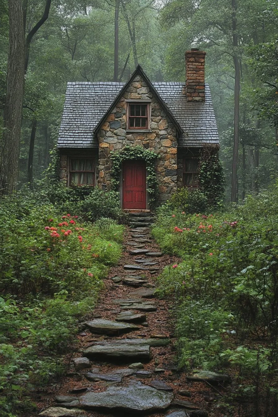 An Enchanted Cottage Along a Pebble Path
