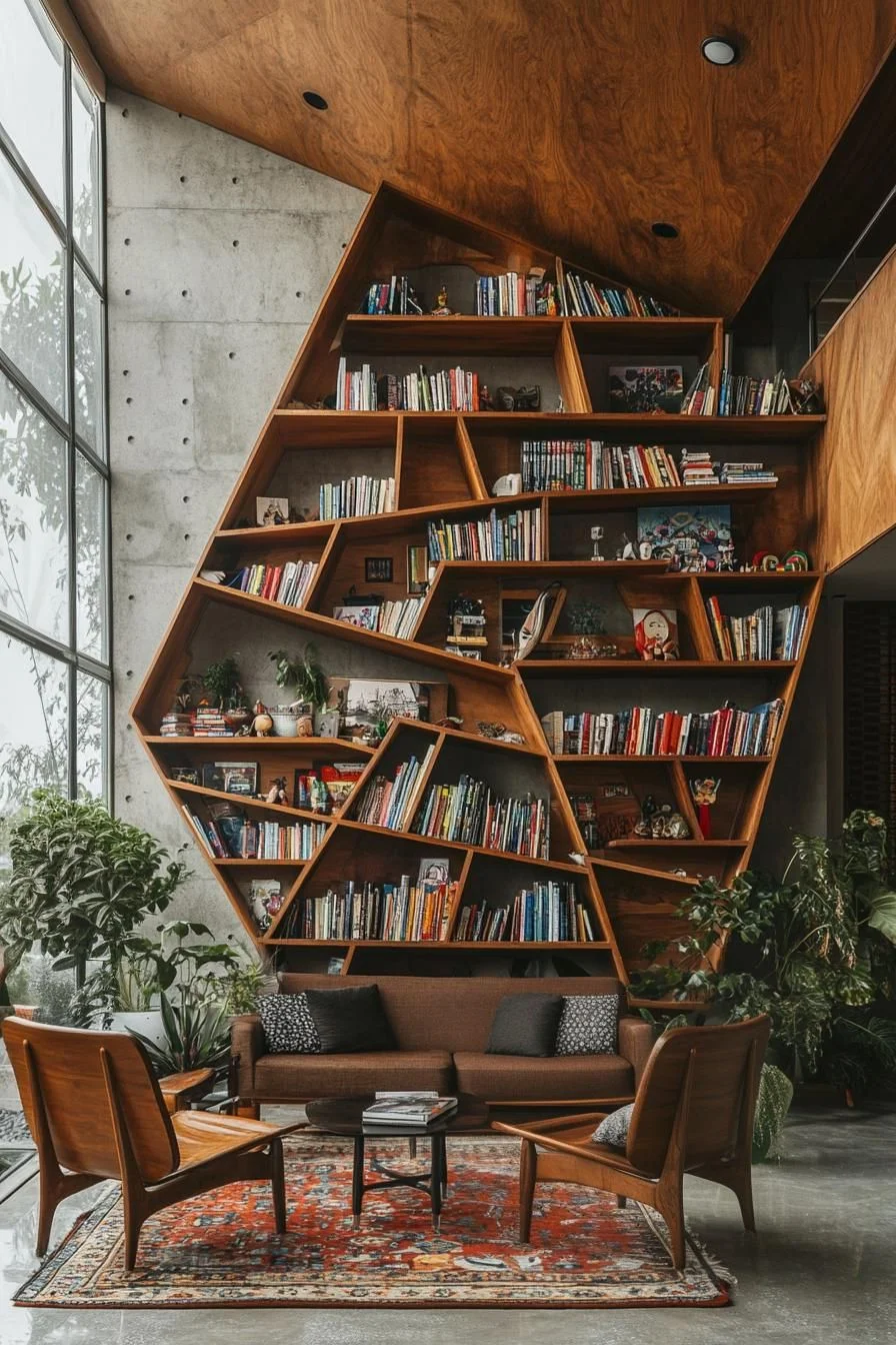 Statement Bookshelf Living Room Design