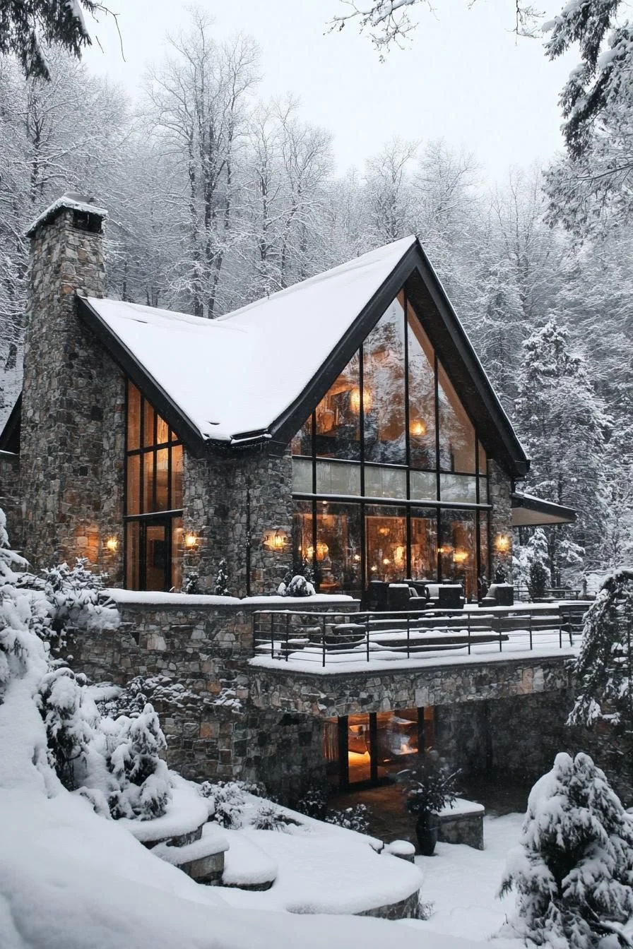 Gabled Home in a Winter Landscape