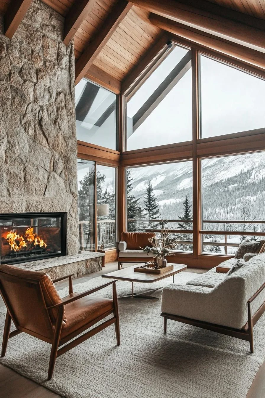 Stone Fireplaces Paired with Minimalist Furniture - photo 3