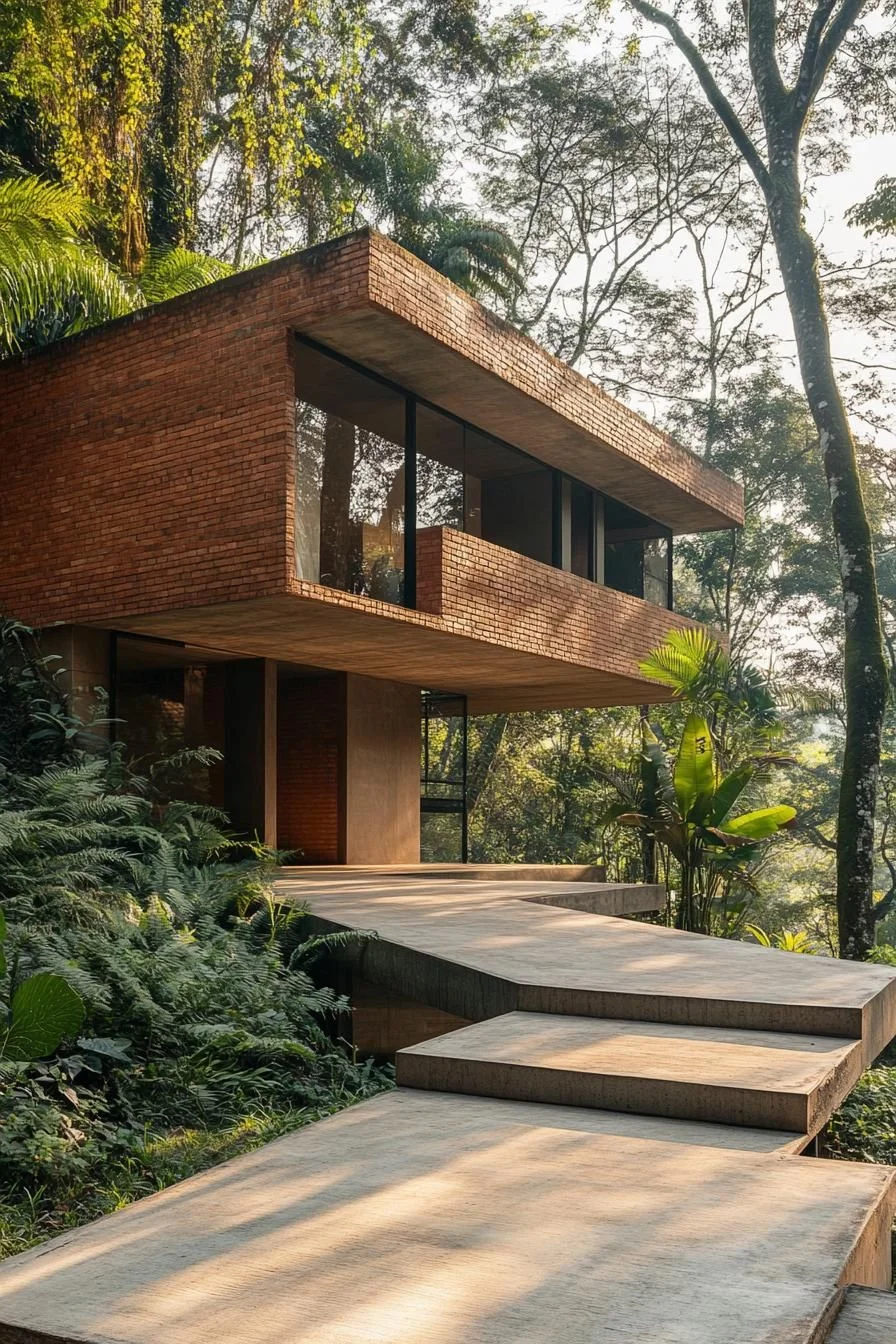 Brick Slope House in the Woods