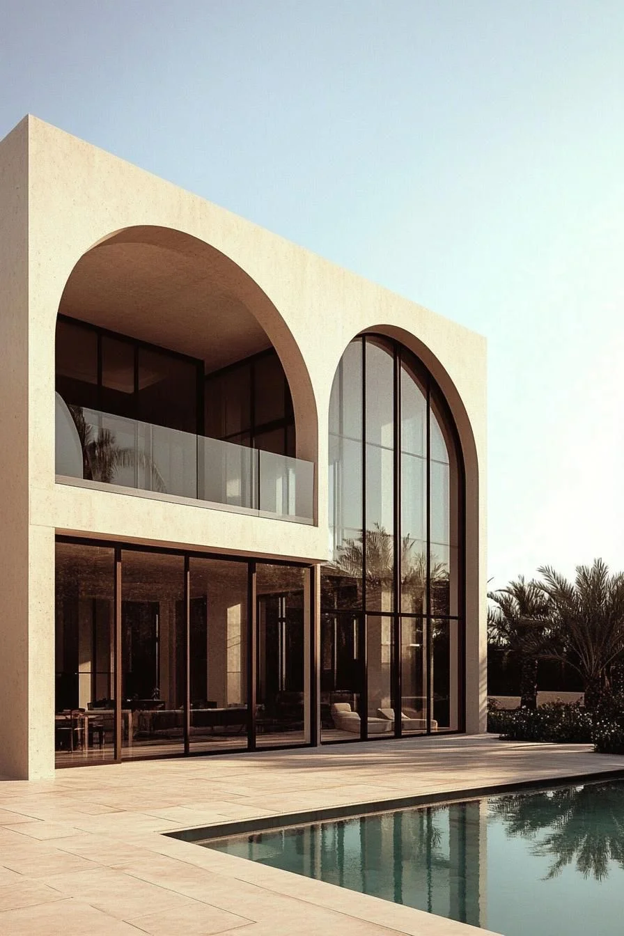 Contemporary Arches Beside Calm Water