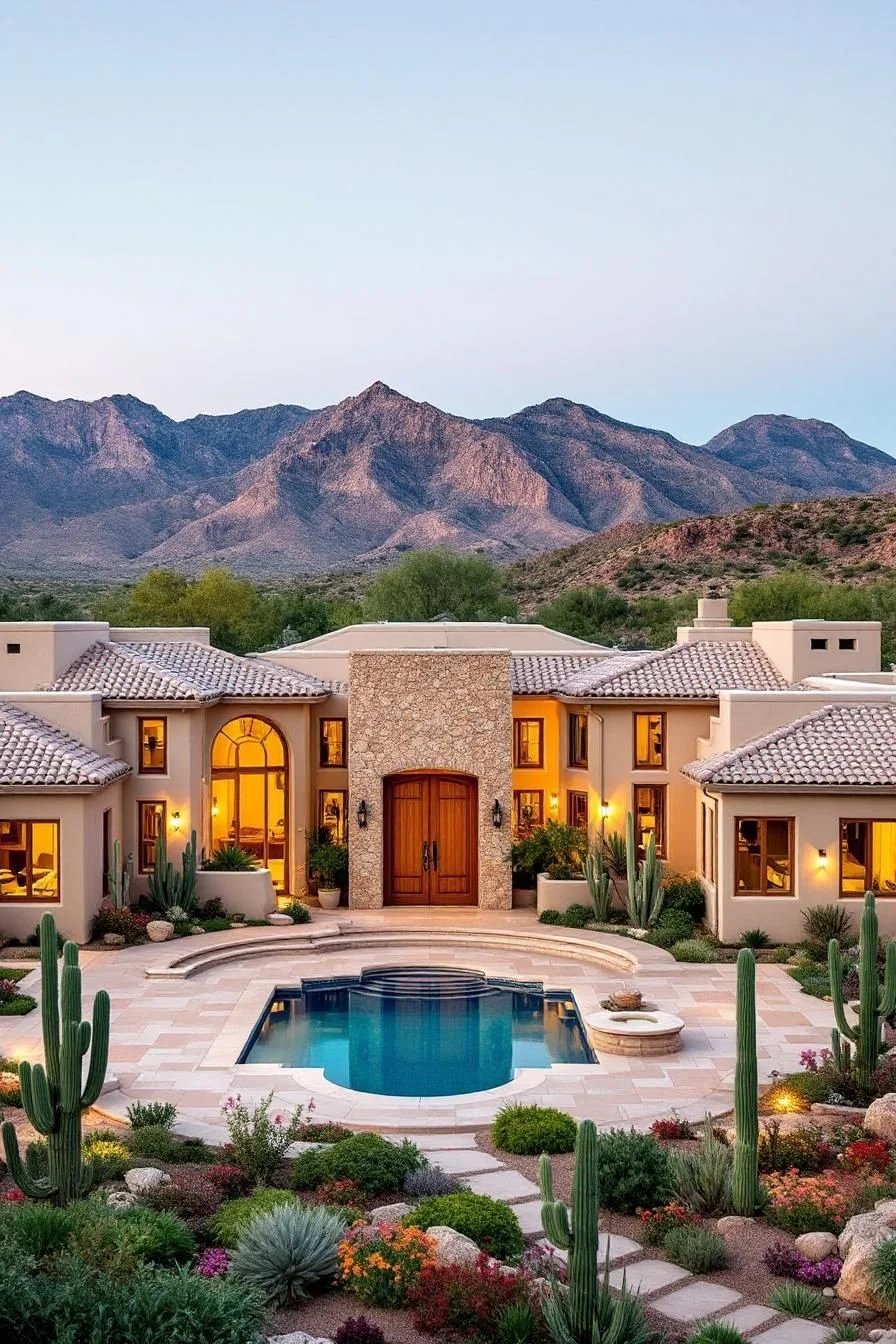 A Cactus-Wrapped Retreat at Sunset