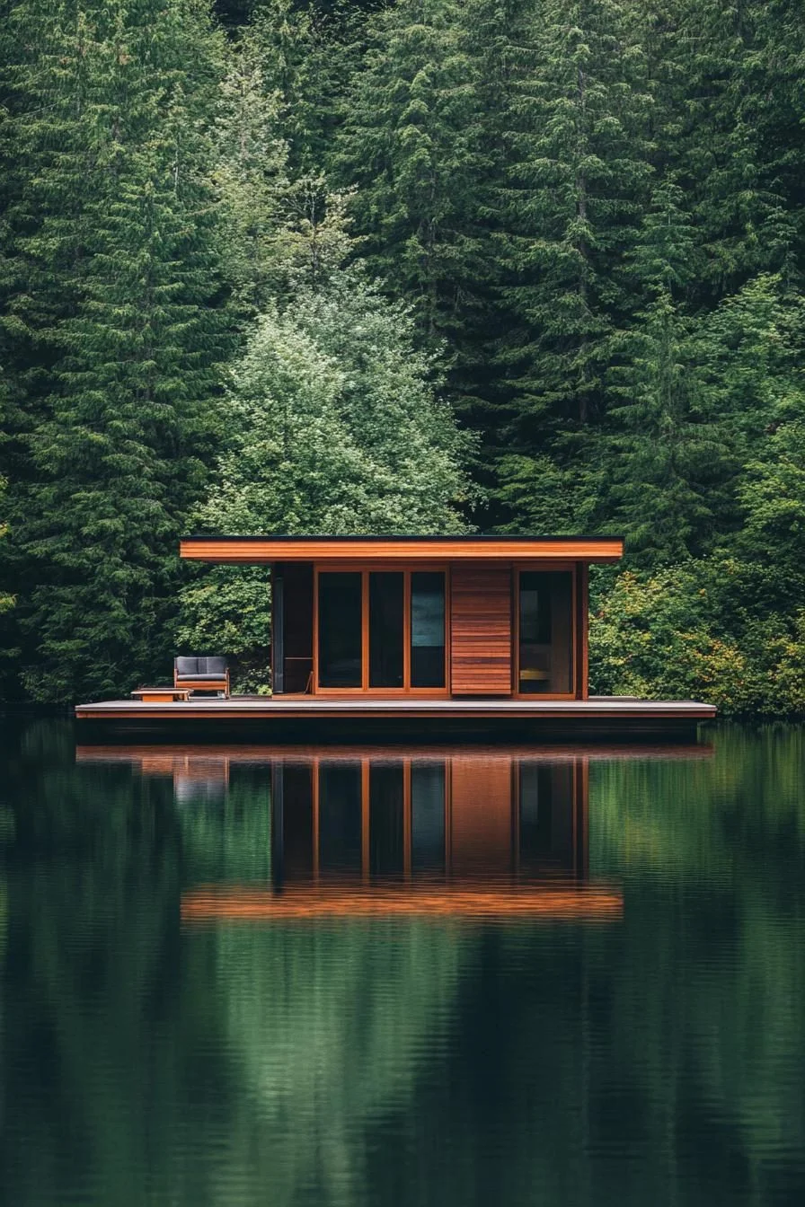 Lake-Anchored Floating Timber Cabin - photo 4