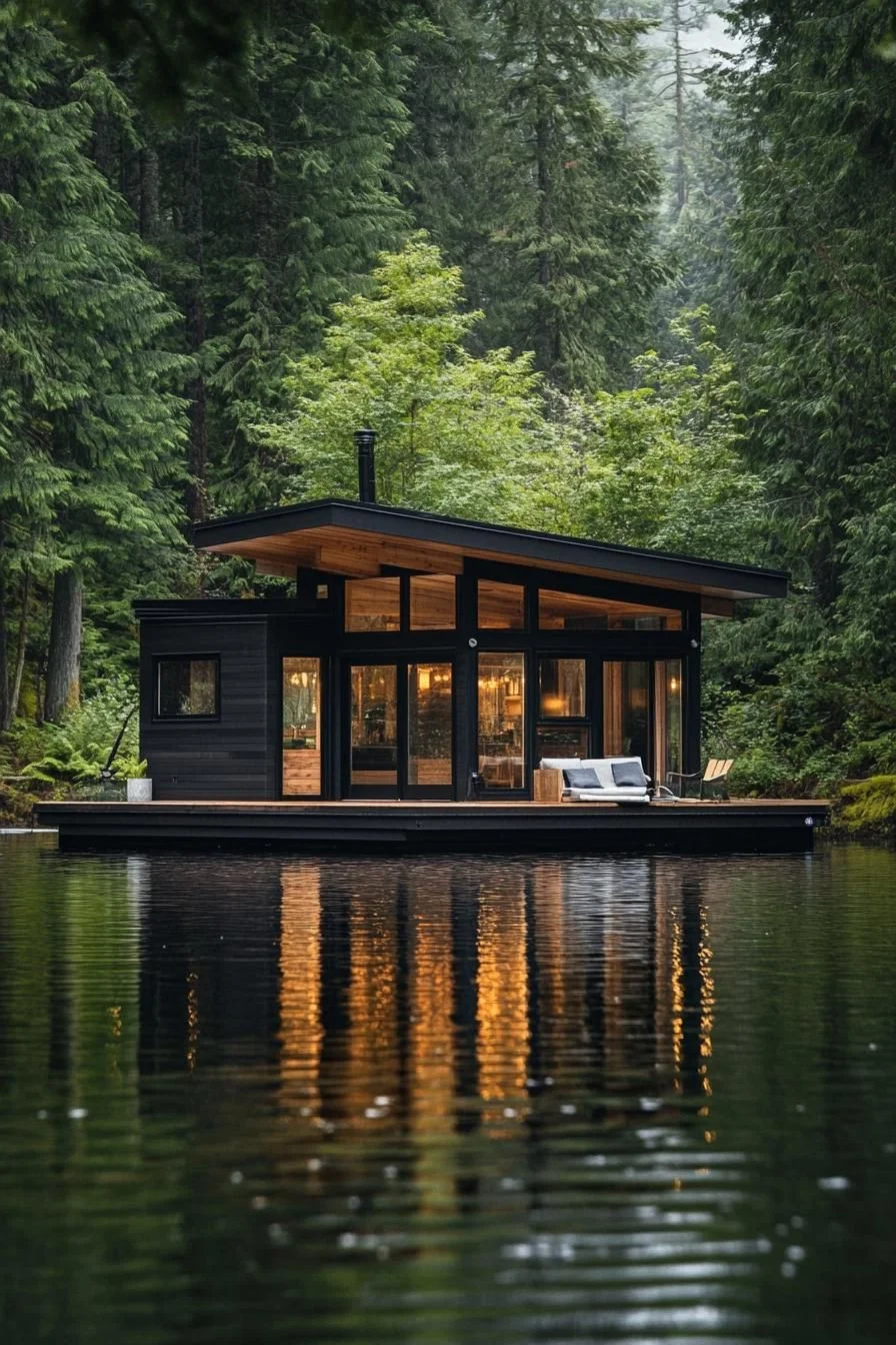 Lake-Anchored Floating Timber Cabin - photo 2