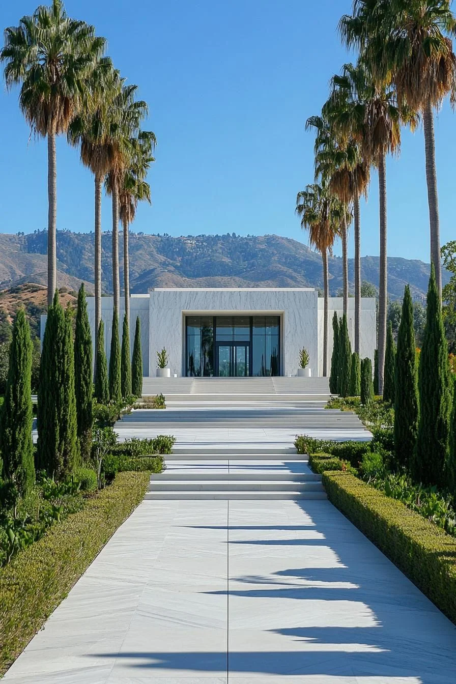 Sleek White Marble Mansion Design