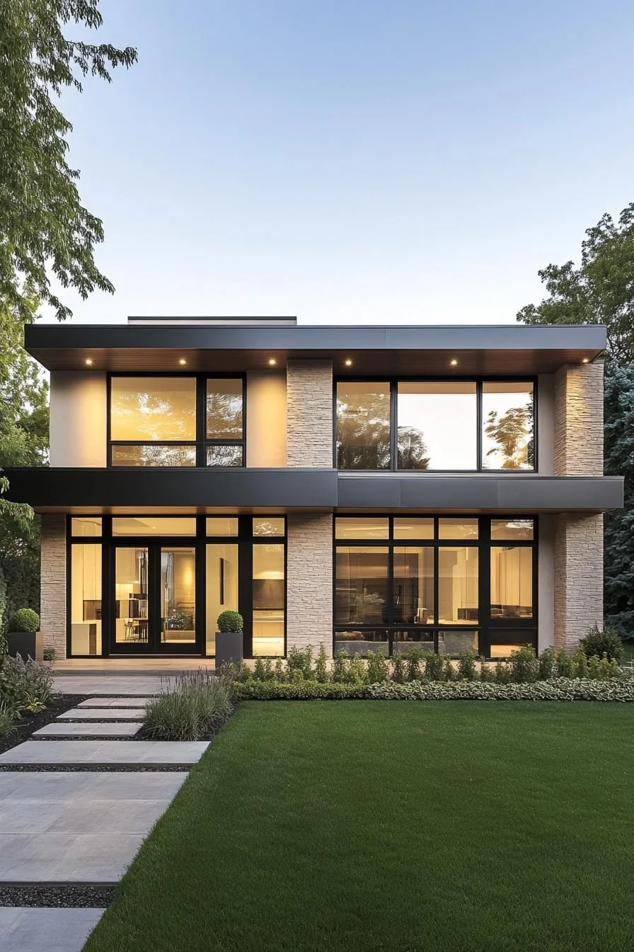 A Sleek Home With Stone Accents