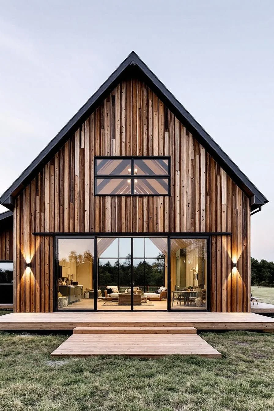 An A-Frame Barndominium With Gleaming Windows