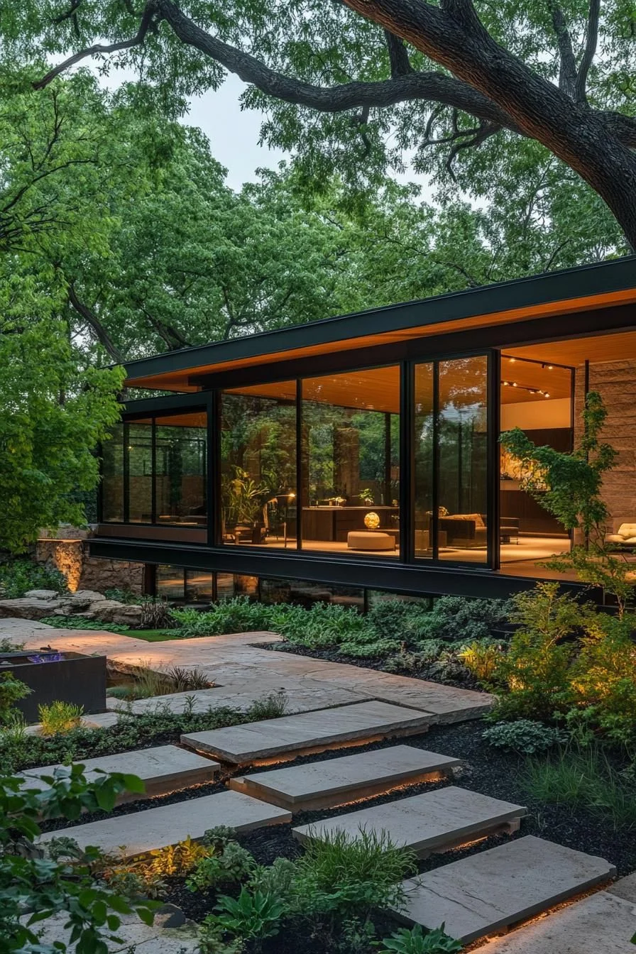 Forest-Set Glass Box House