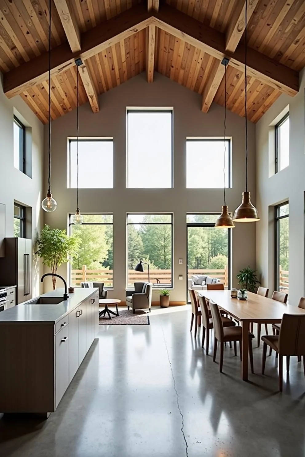 Loft Windows Overlooking Wooded Views