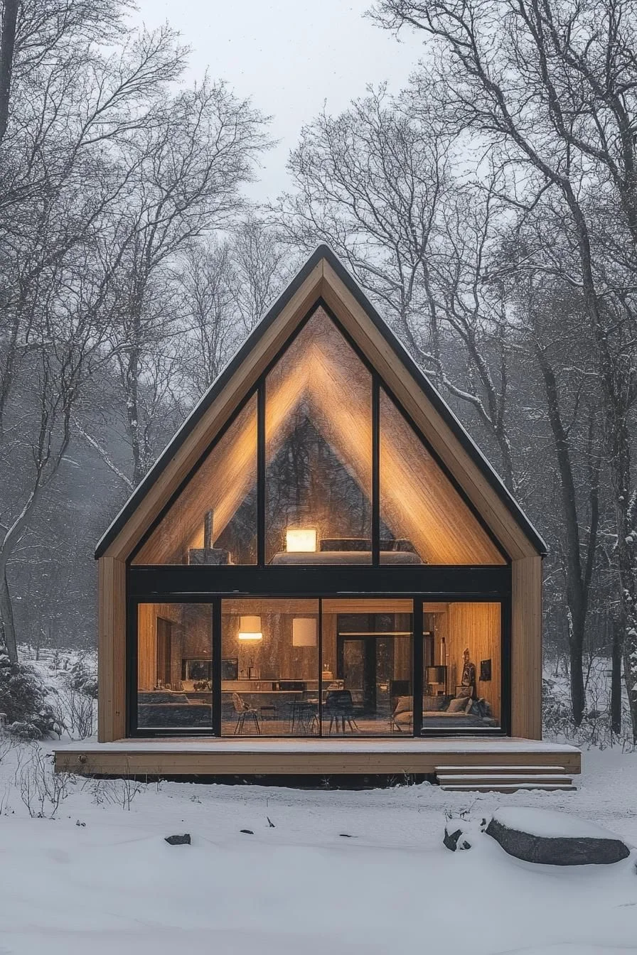A Snowbound A-Frame Cabin