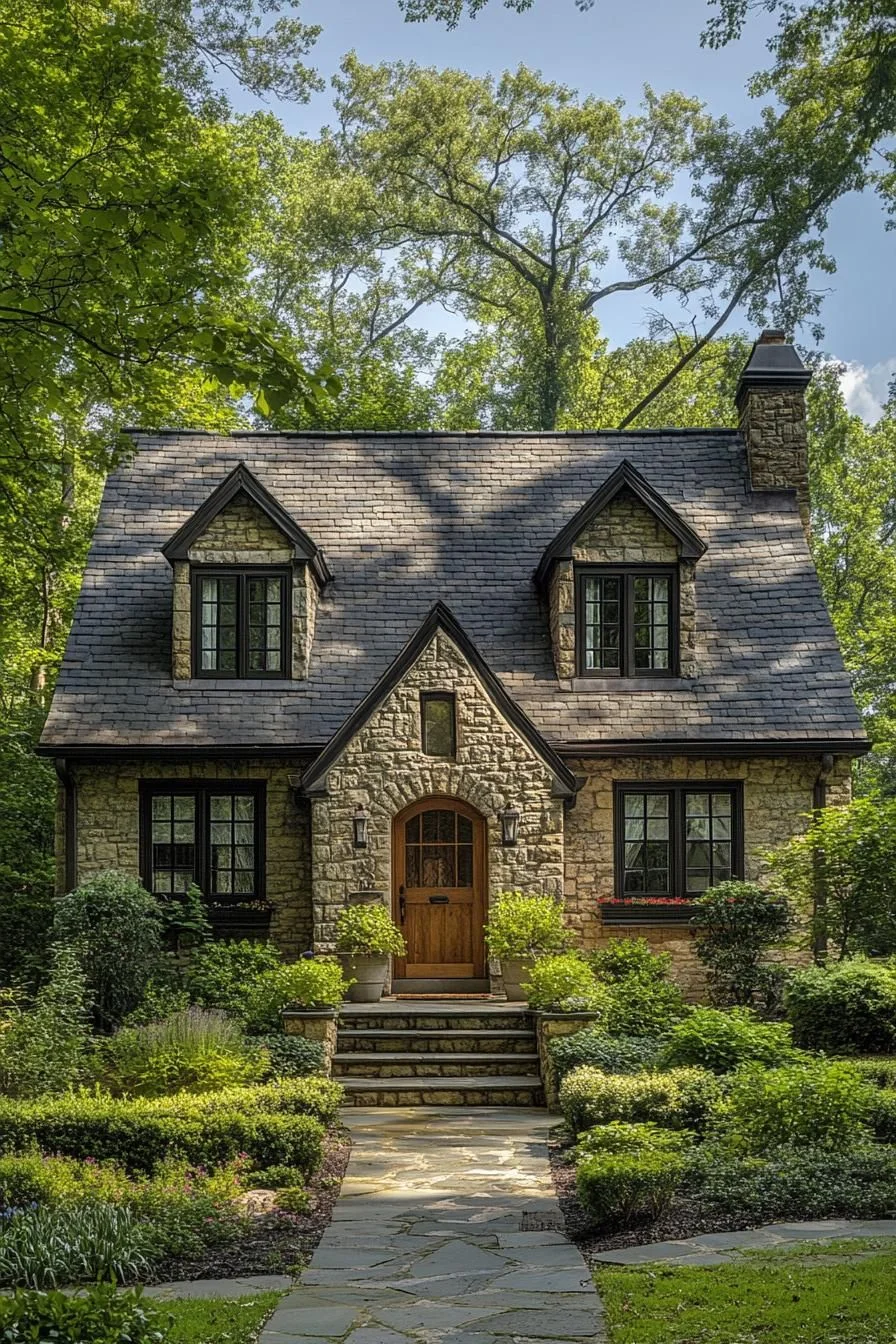 Stone Cottage with a Playful Rooftop Design