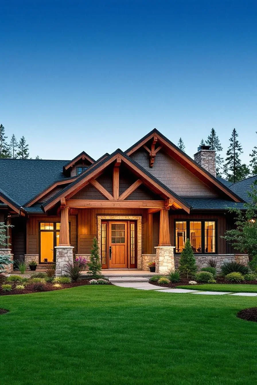 Gabled Home Surrounded by Pines