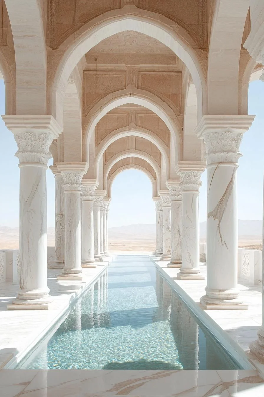 Grand Arches Framing a Reflecting Pool