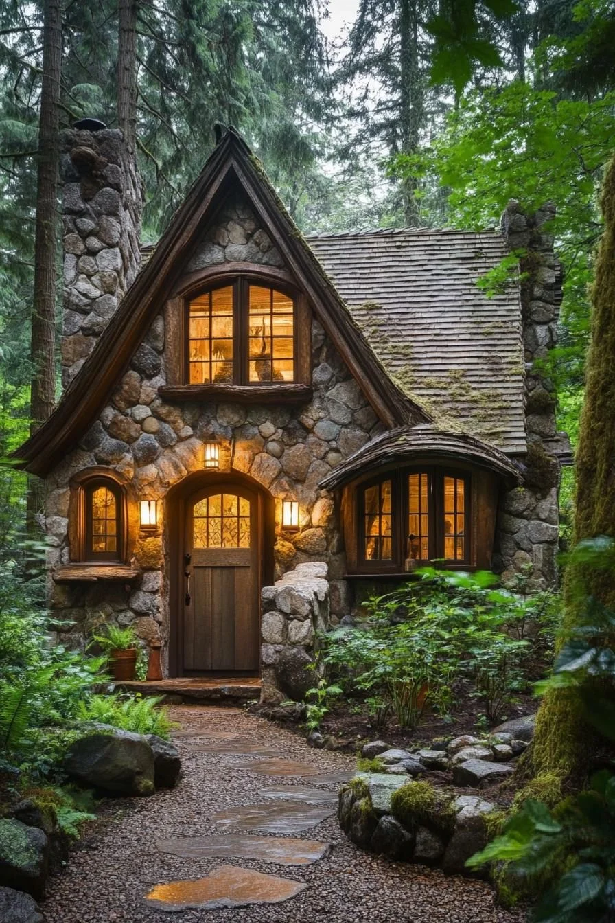A Hobbit-Style Stone Cottage in the Woods