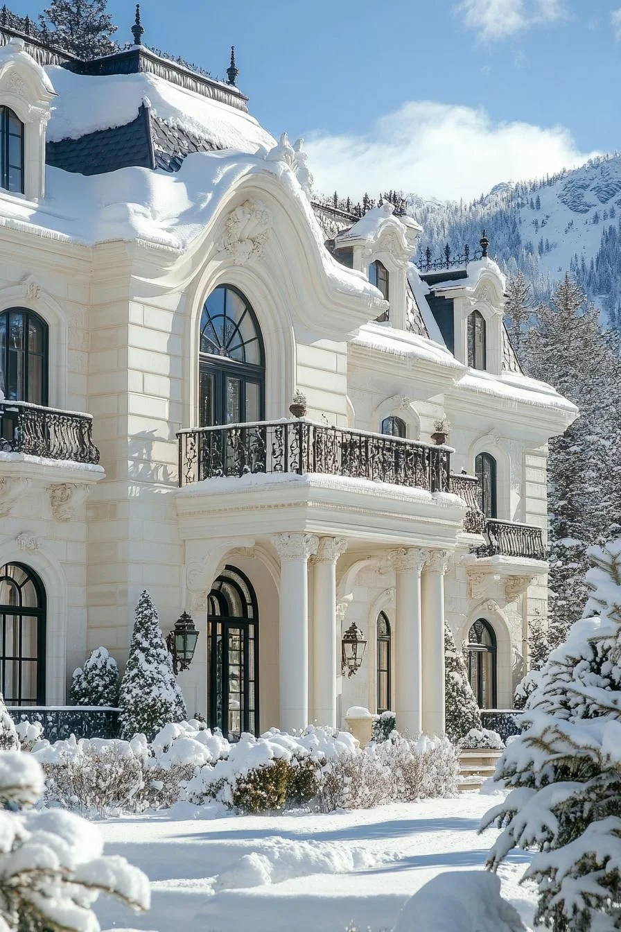 Baroque-Style Snowy Mansion