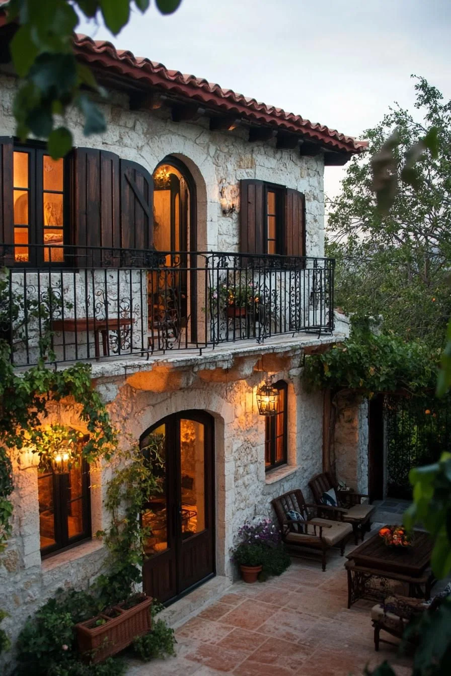 Rustic Stone Balcony Escape